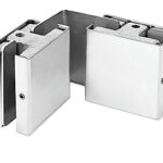 UNI N 2 LUNAS  NGULO 90  SUELO 75X50MM CON TAPAS INOX AISI-316 - VIDRIO 10MM